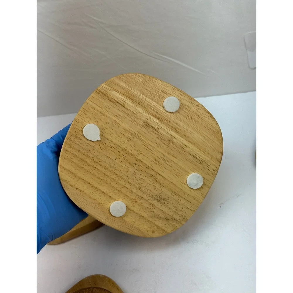Wooden Coaster Set with Holder 6 Piece Square Cork Inlay Storage Location B-2